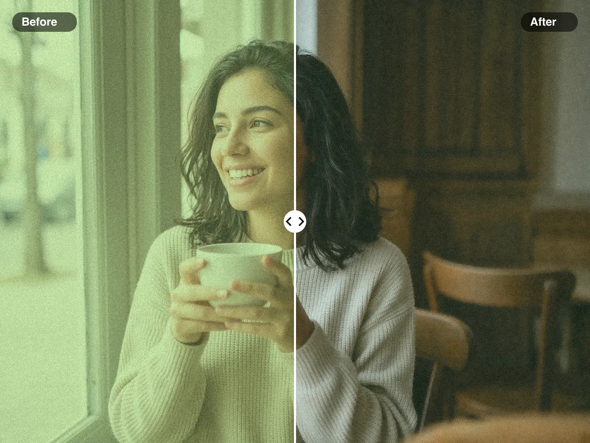 Matcha Filter before and after example | Lucer
